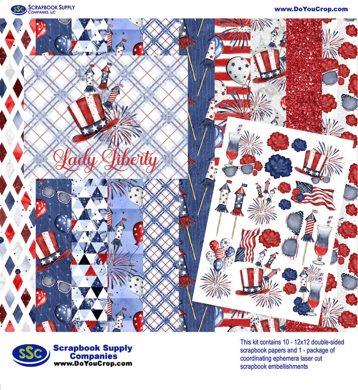 SSC - Lady Liberty 12x12 Scrapbook Paper and Embellishment Kit