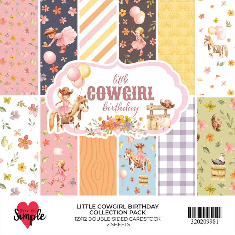 Keep It Simple Paper Crafts - Cowgirl Birthday 12x12 Double-Sided Paper Pack