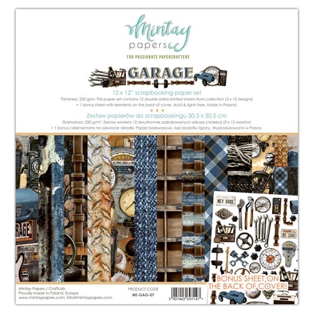 Mintay Papers-Garage, 12x12 Paper Set