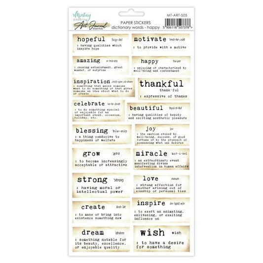 Mintay Papers - Art Journal Essentials - Dictionary Words - Happy