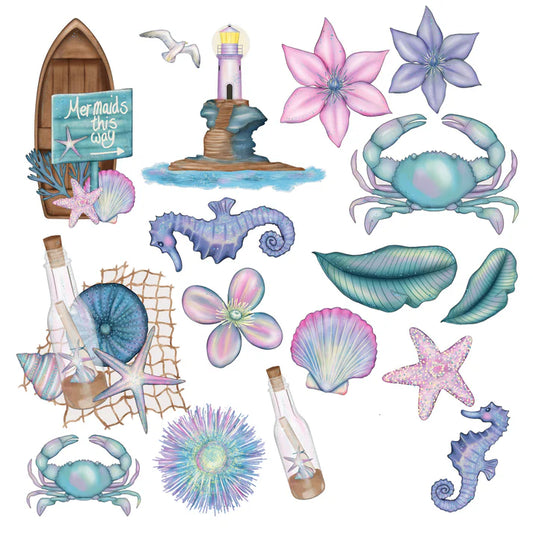 SSC - Gaynor Carradice's Mermaids & Seashells 12x12 Scrapbook Paper and Embellishment Kit
