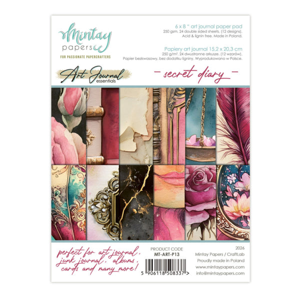 Mintay Papers- Secret Diary 6x8 Art Journal Paper Set