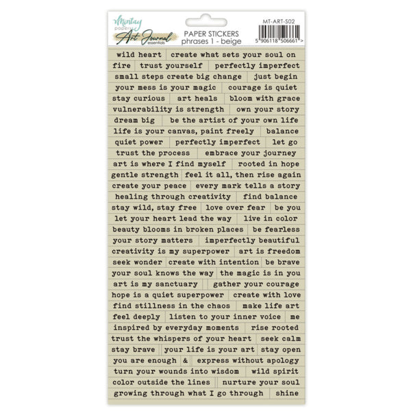 Mintay Papers - Art Journal Essentials - 6x12 Beige Phrases 1