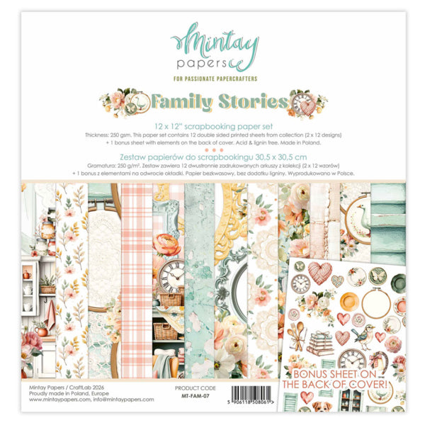 Mintay Papers - Family Stories 12x12 Scrapbooking Paper Set