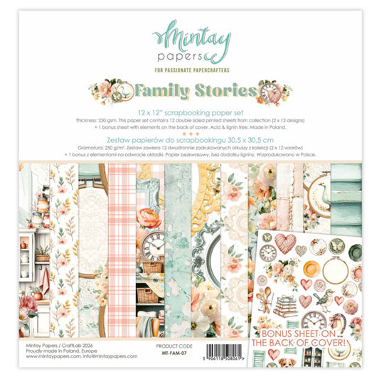 Mintay Papers - Family Stories 12x12 Scrapbooking Paper Set