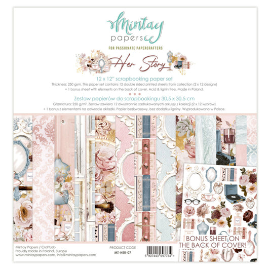 Mintay Papers-Her Story 12x12 Scrapbooking Paper Set