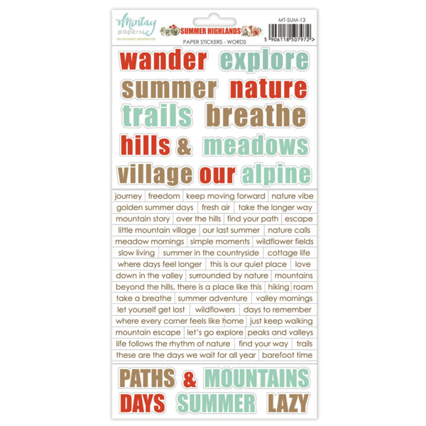 Mintay Papes - Summer Highlands 6x12 Word Sticker Sheet