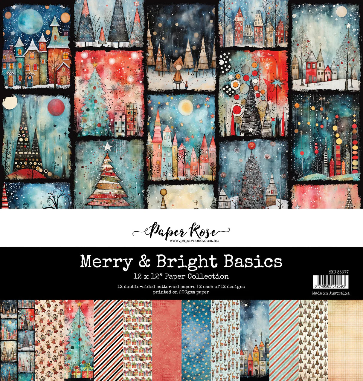 Paper Rose Studio - Merry & Bright Basics 12x12 Paper Collection