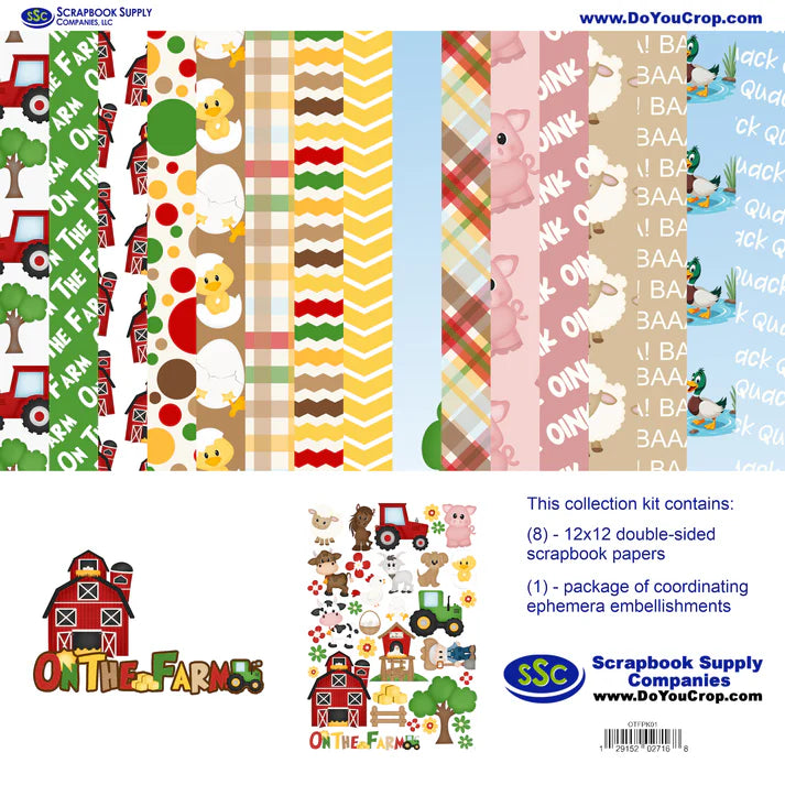 SSC - On The Farm 12x12 Scrapbook Paper and Embellishment Kit