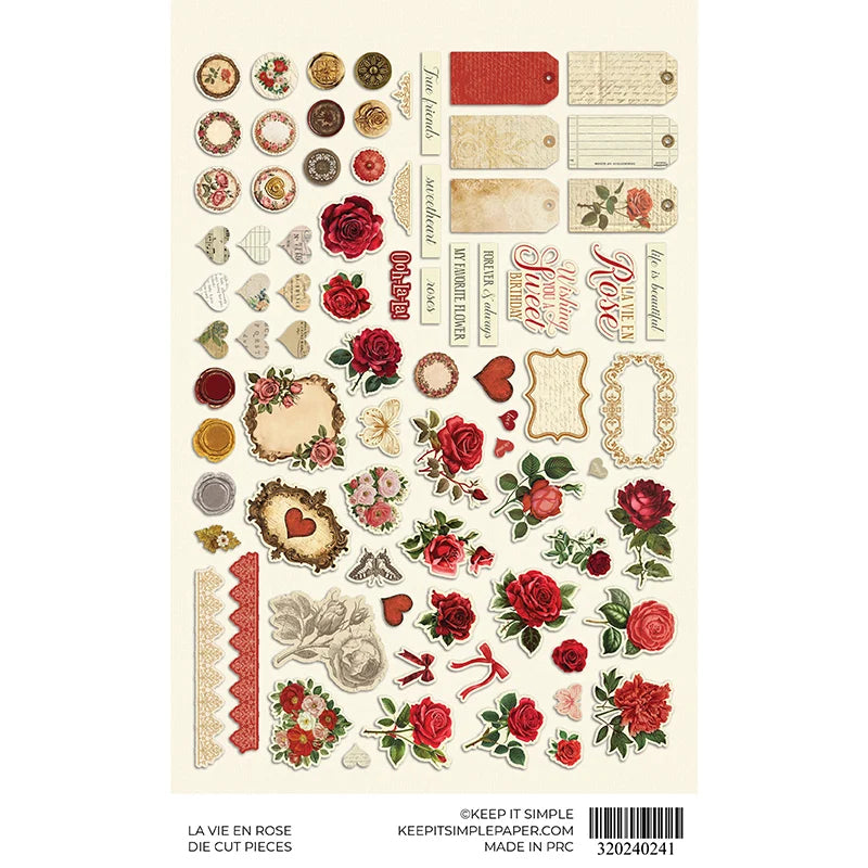 Keep It Simple Paper Crafts - La Vie en Rose Die Cut Pieces