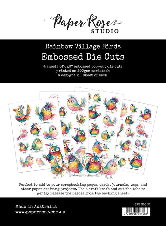 Paper Rose Studio - Rainbow Village Birds Embossed Die Cuts