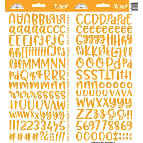 Doodlebug - Abigail Alpha Stickers - Tangerine