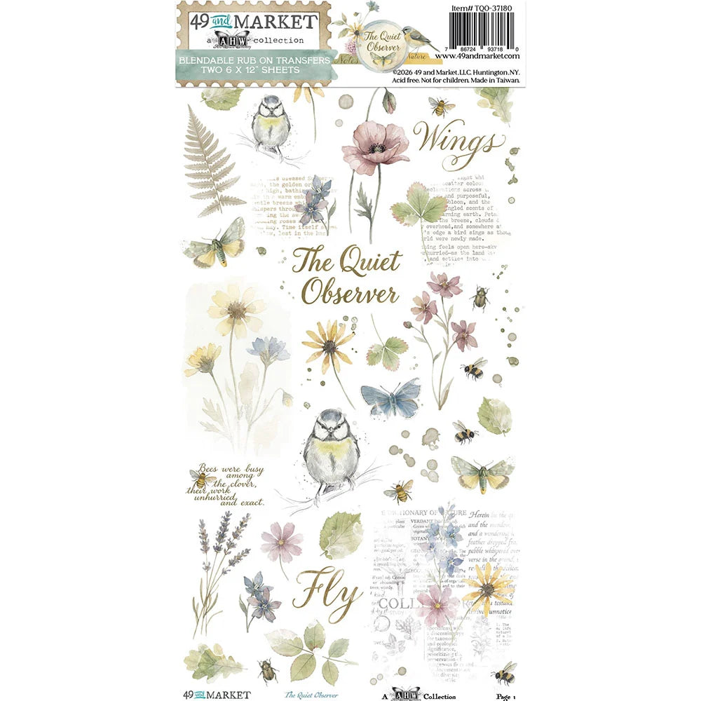 49 & Market - The Quiet Observer - Blendable Rub-On Transfer Sheets