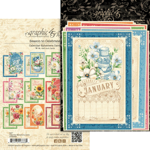 Graphic 45 - Season To Celebrate - Calendar Ephemera Cards