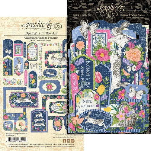 Graphic 45 - Spring Is In The Air - Chipboard Pieces, Tags & Frames