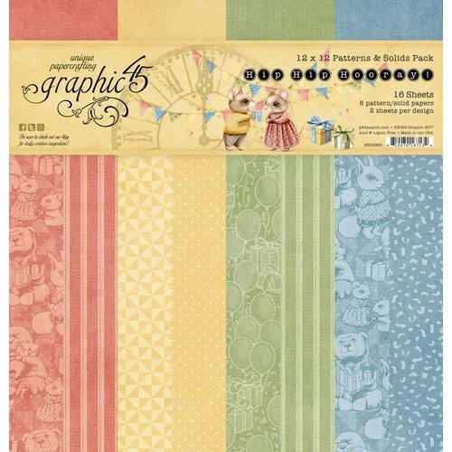 Graphic 45 - Hip Hip Hooray Pattern & Solids Pack
