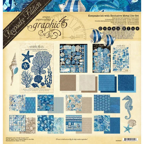 Graphic 45 - Ocean Blue Keepsake Kit With Exclusive Metal Die