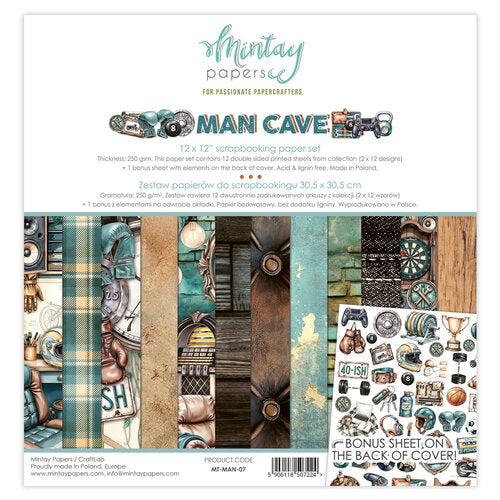 Mintay Papers - Man Cave 12x12 Scrapbooking Paper Set