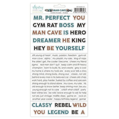 Mintay Papers - Man Cave 6x12 Word Stickers