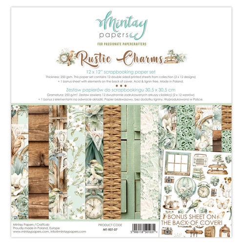 Mintay Papers-Rustic Charms, 12x12 Paper Set