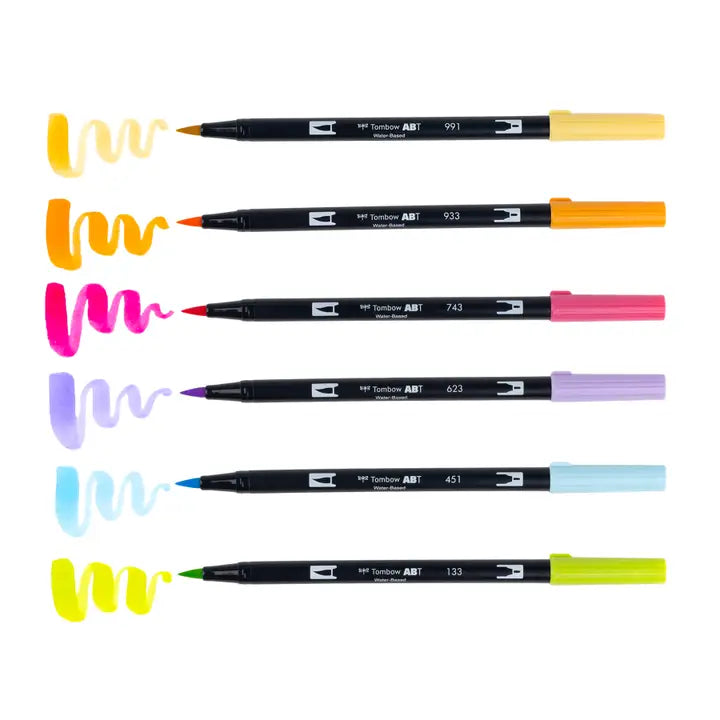 Tombow - Dual Brush Pen Art Markers, Yay Sorbet, 6-Pack