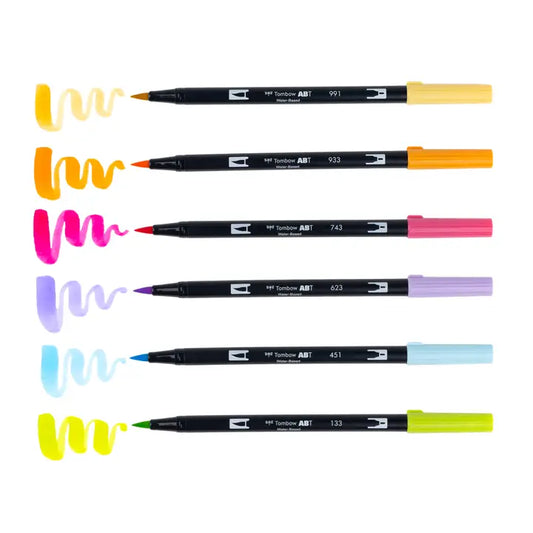 Tombow - Dual Brush Pen Art Markers, Yay Sorbet, 6-Pack