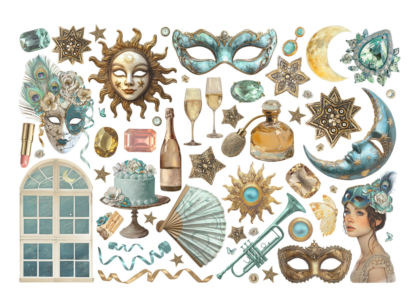 Stamperia - Masquerade - Adhesive Ephemera