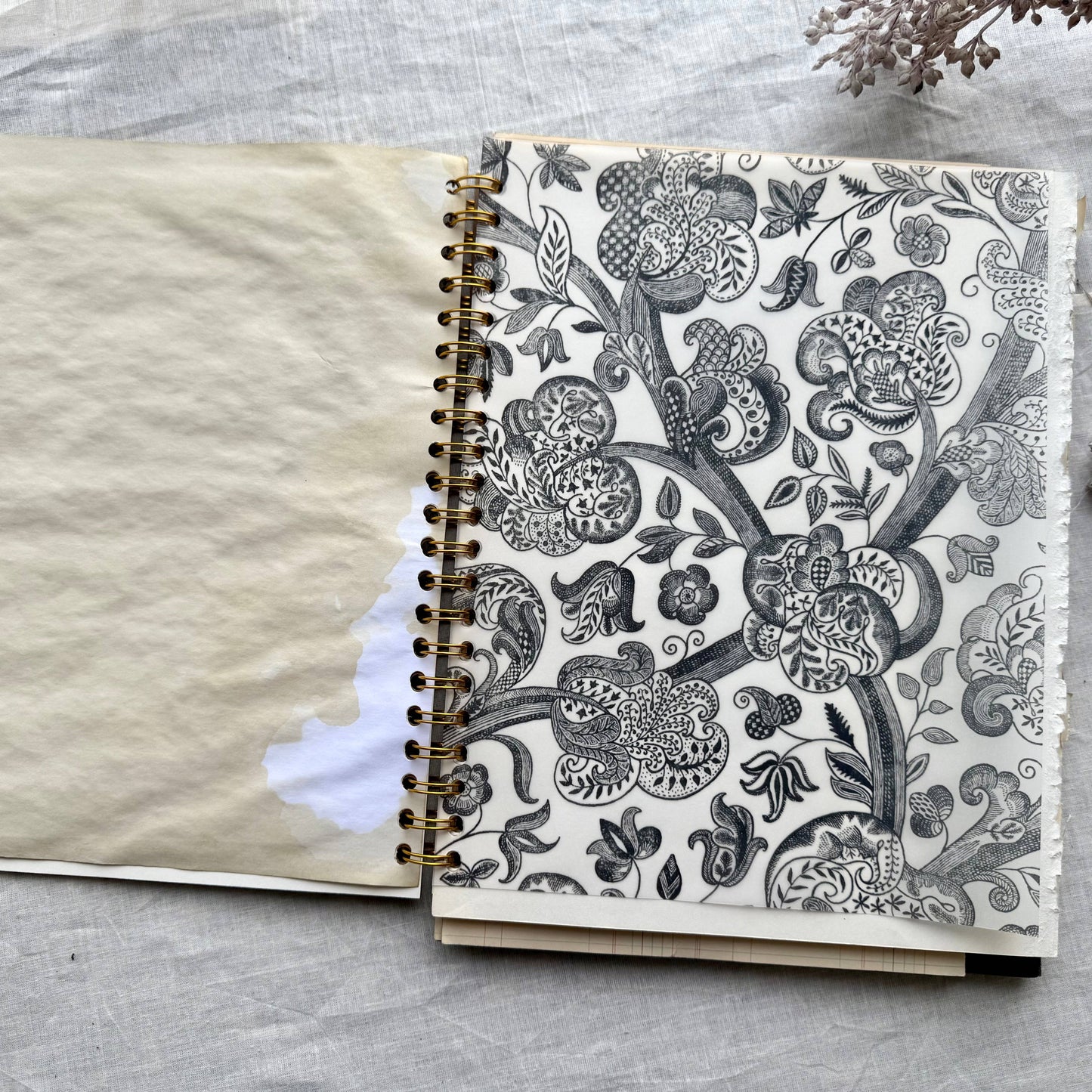 Hose of Books - Vintage Mixed Media Journal- 9x12 inches: Spiral Bound