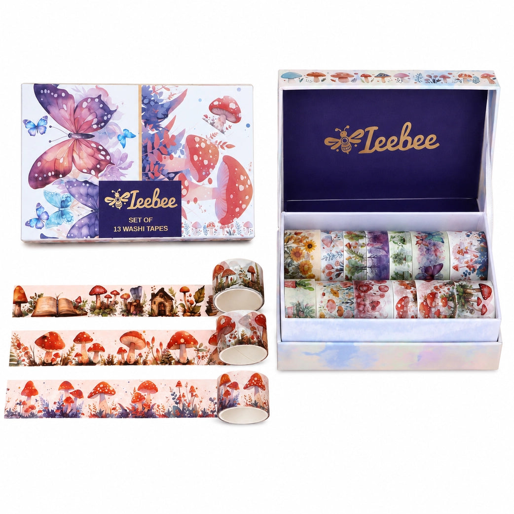 Ieebee - Mushroom and Butterfly Washi Tape Set