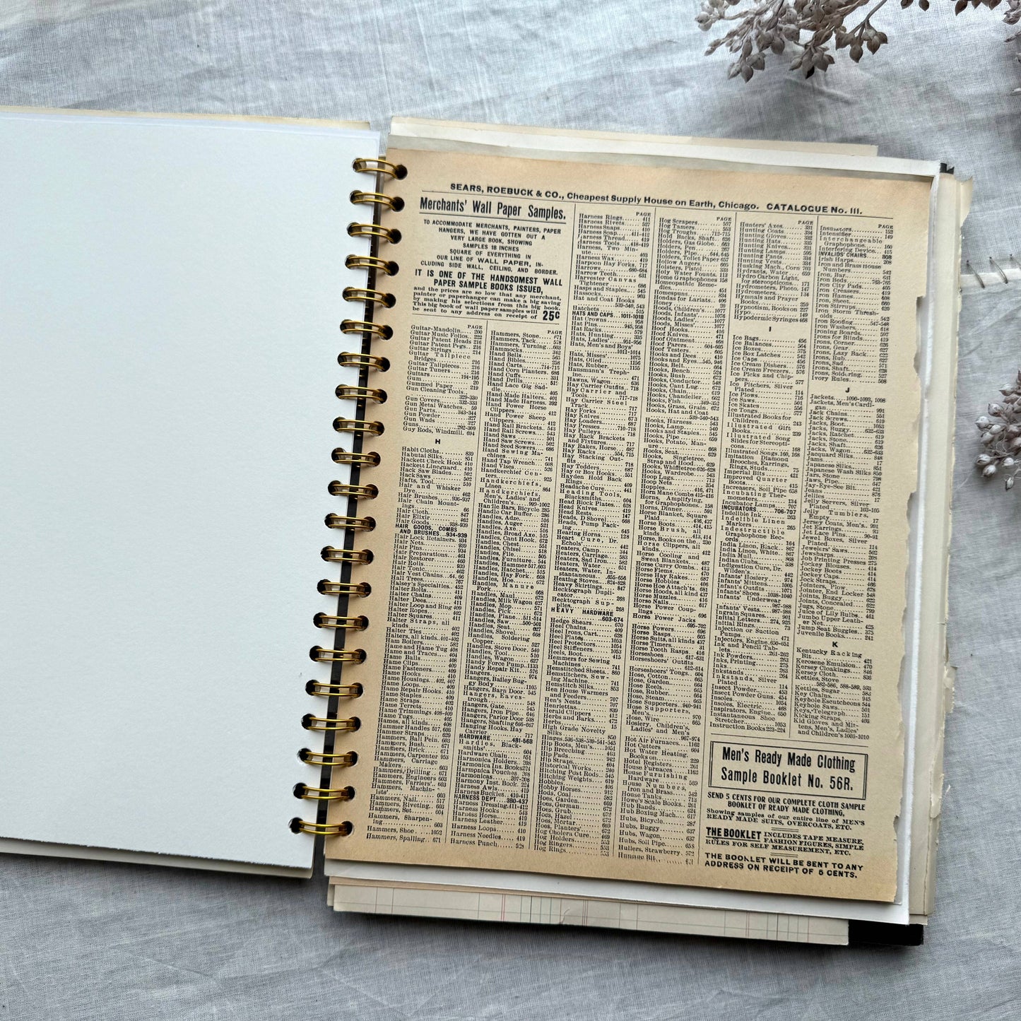Hose of Books - Vintage Mixed Media Journal- 9x12 inches: Spiral Bound